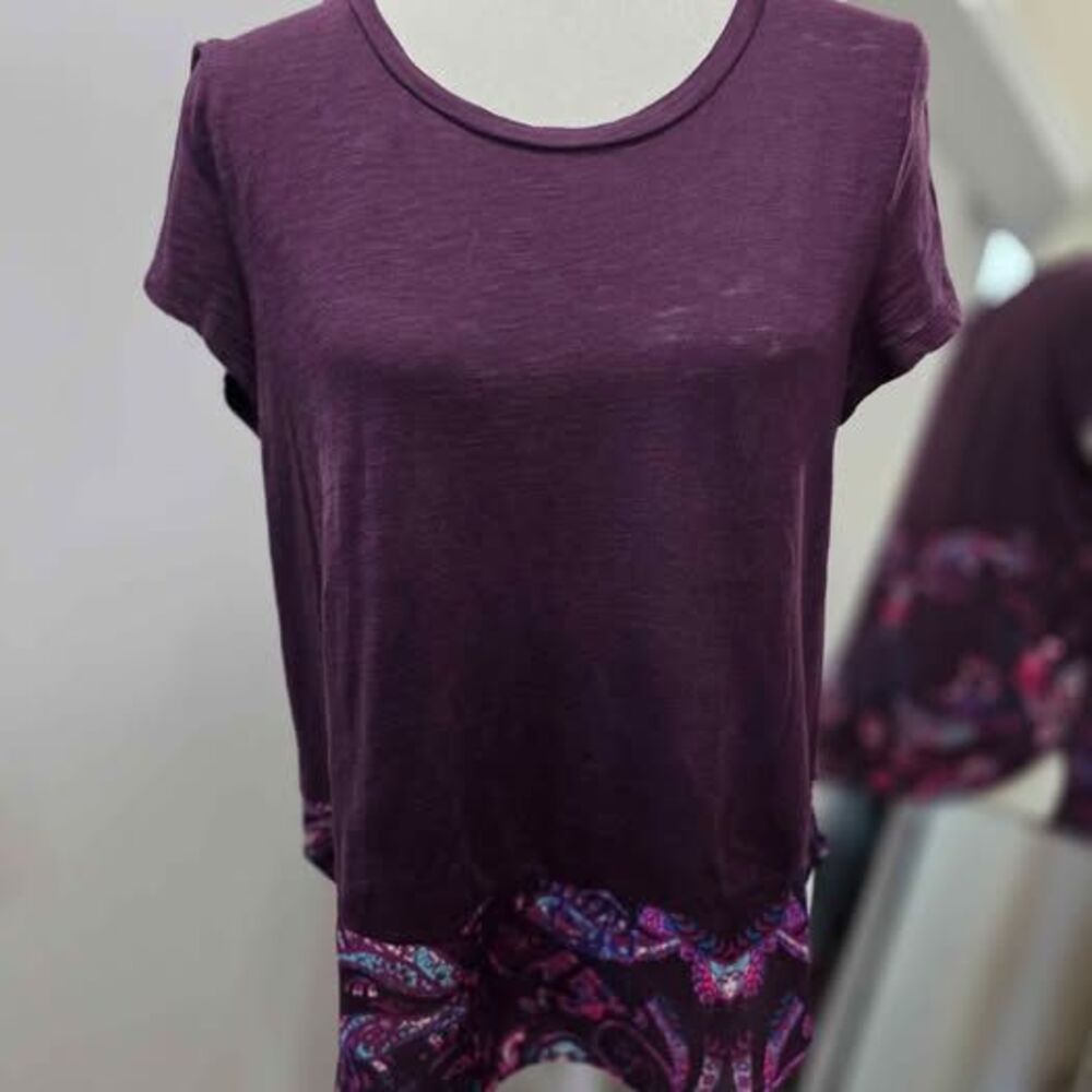 Express Purple Paisley Mixed Media Top Size Medium